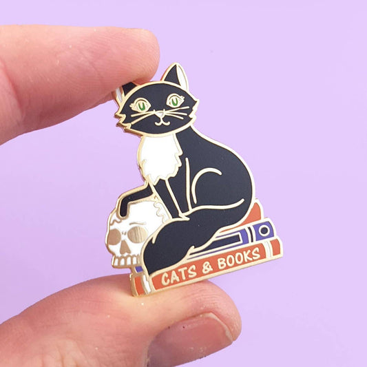 Cats And Books Enamel  Pin Badge