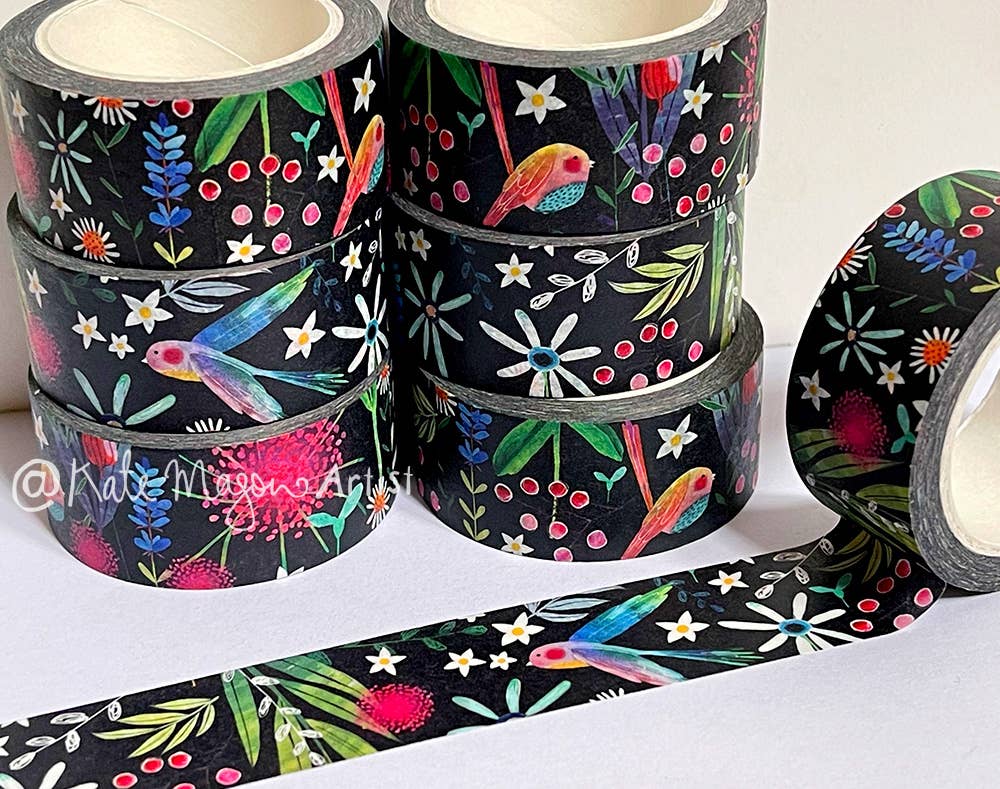 Spring Floral Black WASHI TAPE