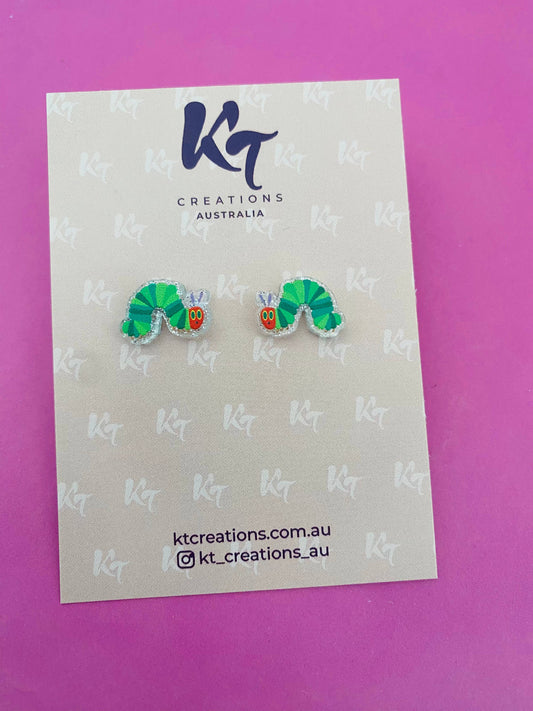 Mini Caterpillar acrylic stud earrings