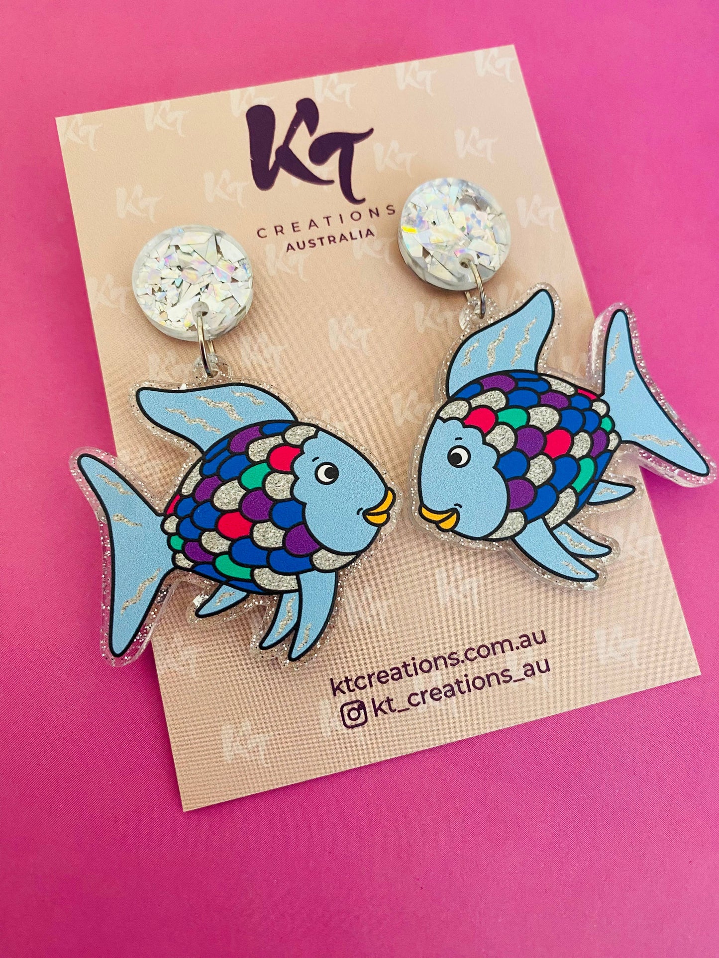 Rainbow Fish acrylic Dangle earrings