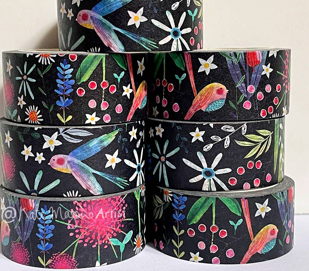 Spring Floral Black WASHI TAPE