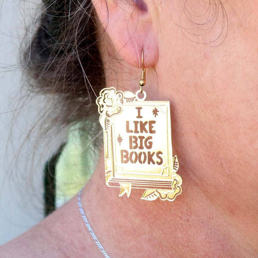 I like Big Books Brass Dangle Earring