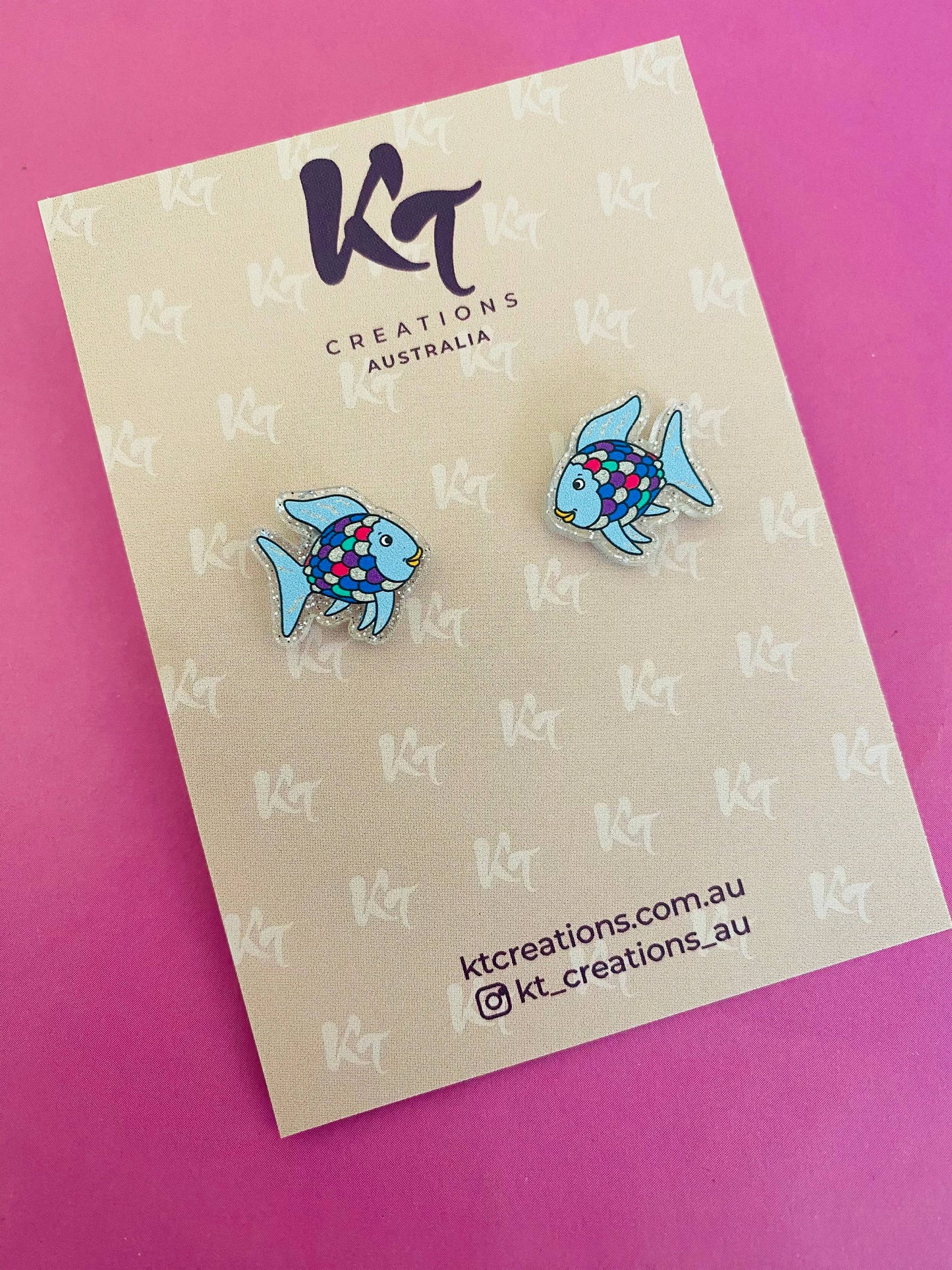 Rainbow Fish acrylic stud earrings