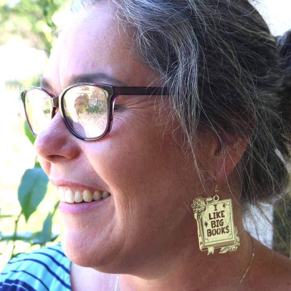 I like Big Books Brass Dangle Earring