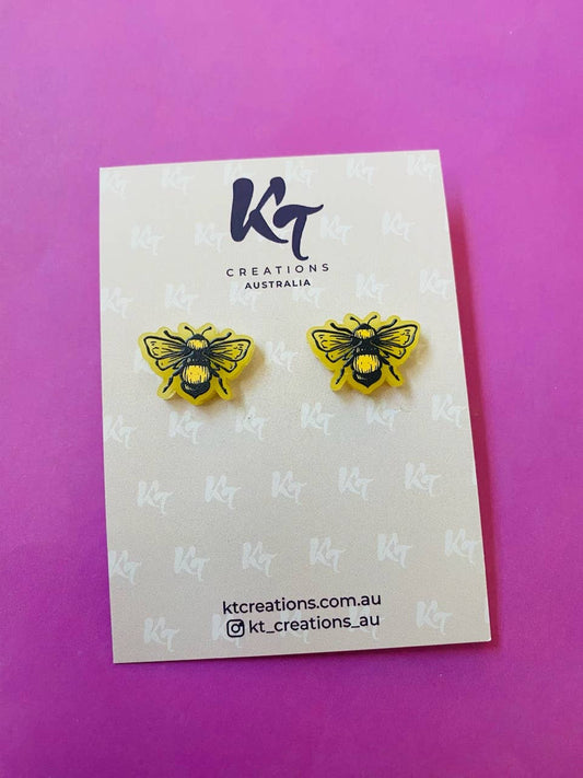 Honey Bee printed acrylic studs