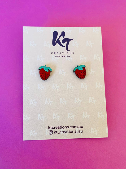 Hand painted Strawberry wooden studs