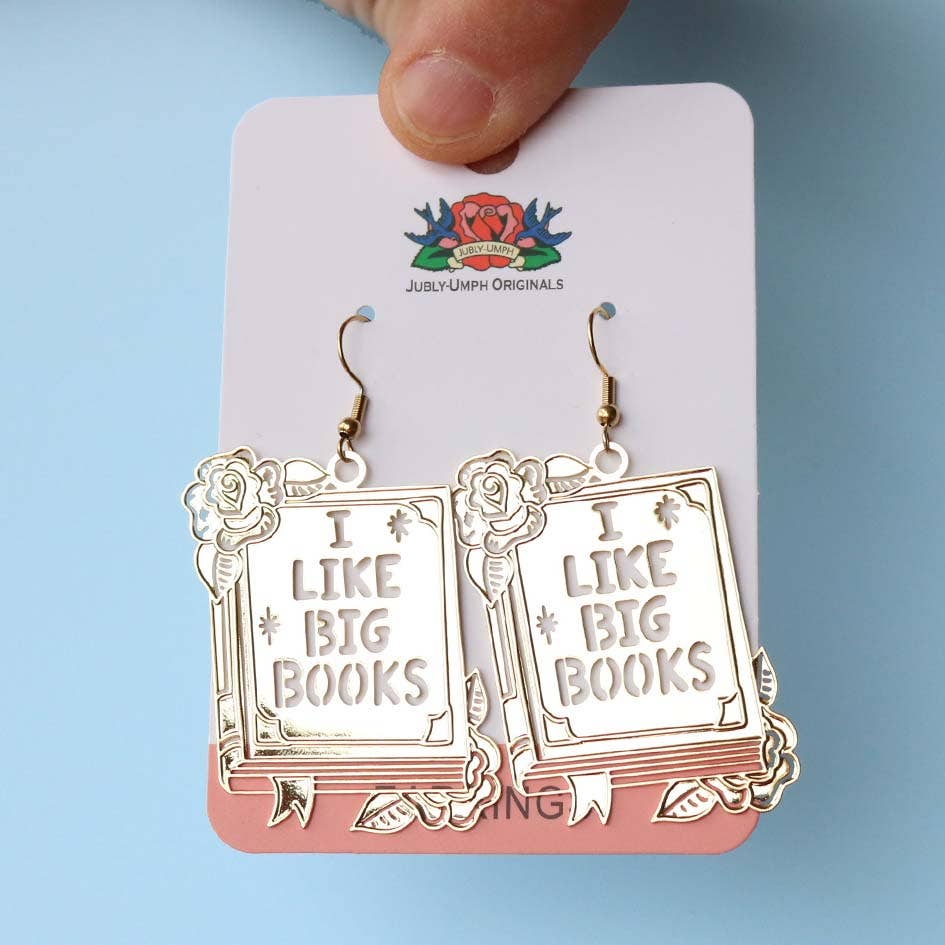 I like Big Books Brass Dangle Earring