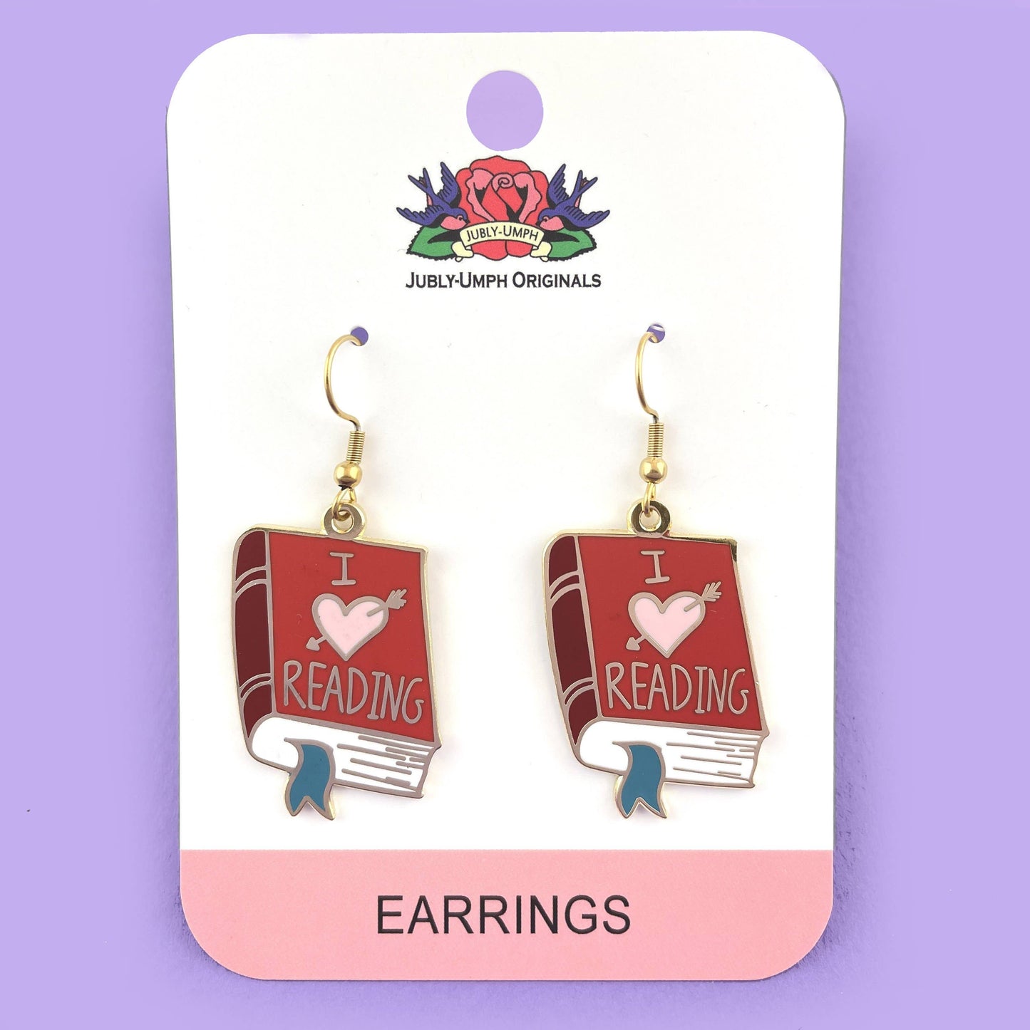 I Heart Reading Enamel Earrings