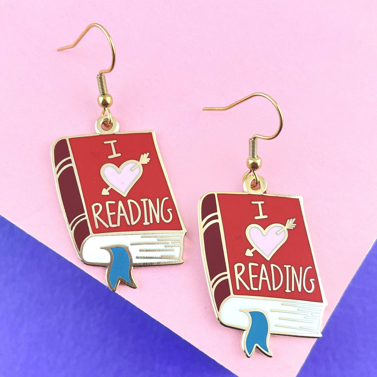 I Heart Reading Enamel Earrings