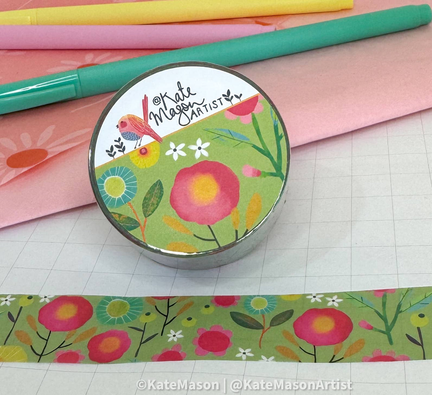 Floral Bright Green WASHI TAPE 